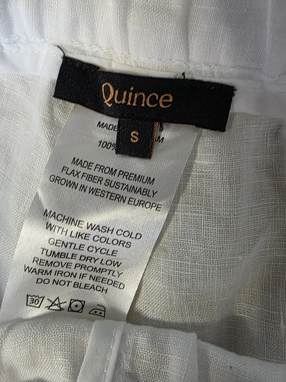 Quince 100% Linen White Pull On Pants Size Small Coastal Minimalist